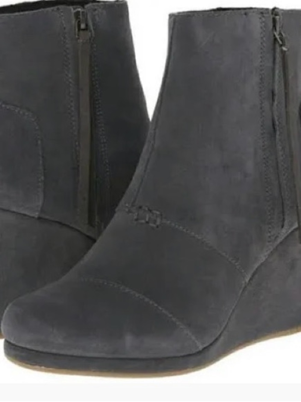 TOMS Grey Suede Wedge Ankle Booties, Women’s 8M
